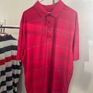 Vibrant Red Striped Golf Polo